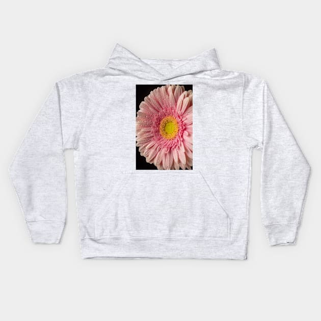 Dew Covered Pink Daisy Kids Hoodie by photogarry